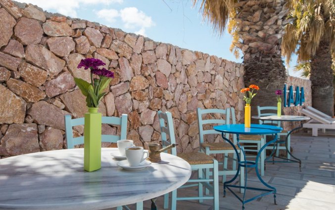 Het terras van Hotel Iliada Santorini