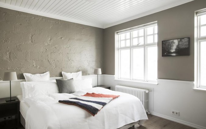 Tweepersoonskamer van Hotel Odinsve in Reykjavik op IJsland