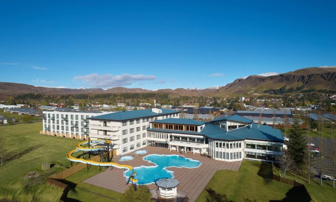 Buitenkant van Hotel Ork op IJsland