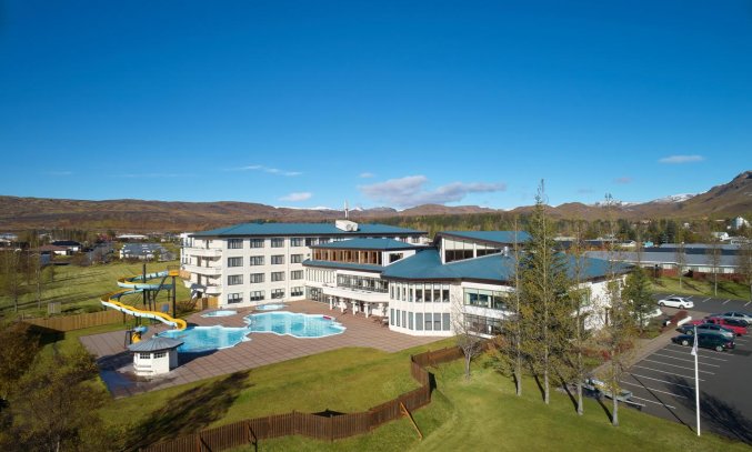 Buitenkant van Hotel Ork op IJsland