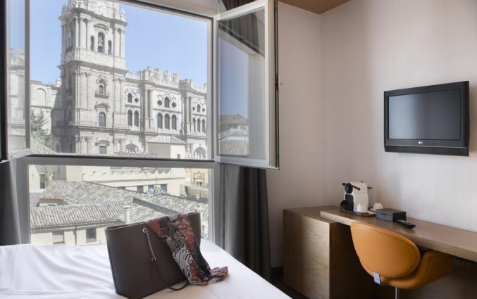 Uitzicht op de kathedraal van Malaga vanaf hotel Petit Palace Plaza Malaga