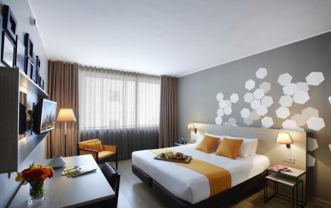 Tweepersoonskamer van hotel Citadines Ramblas Barcelona