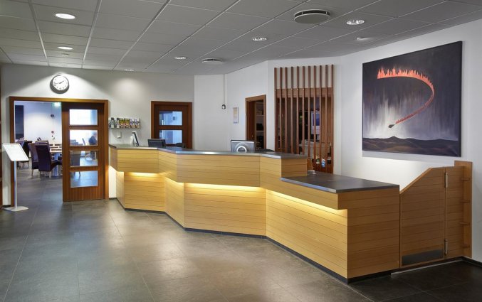 Receptie van hotel cabin in IJsland