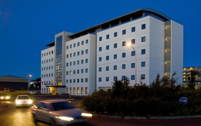 Voorkant van hotel cabin in IJsland