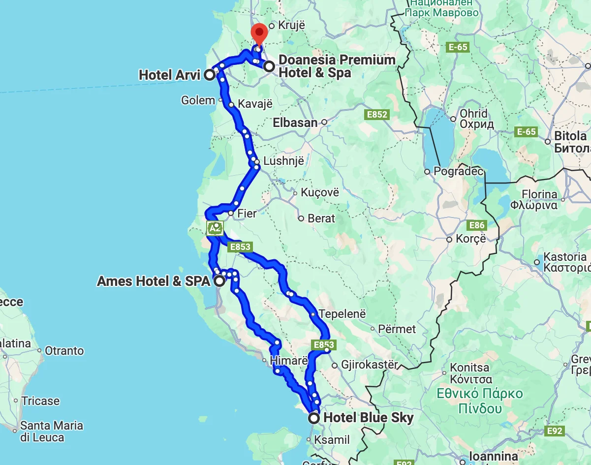 Route West-Albanië