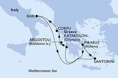 Rondreis Puglia MSC cruise Griekse Eilanden route